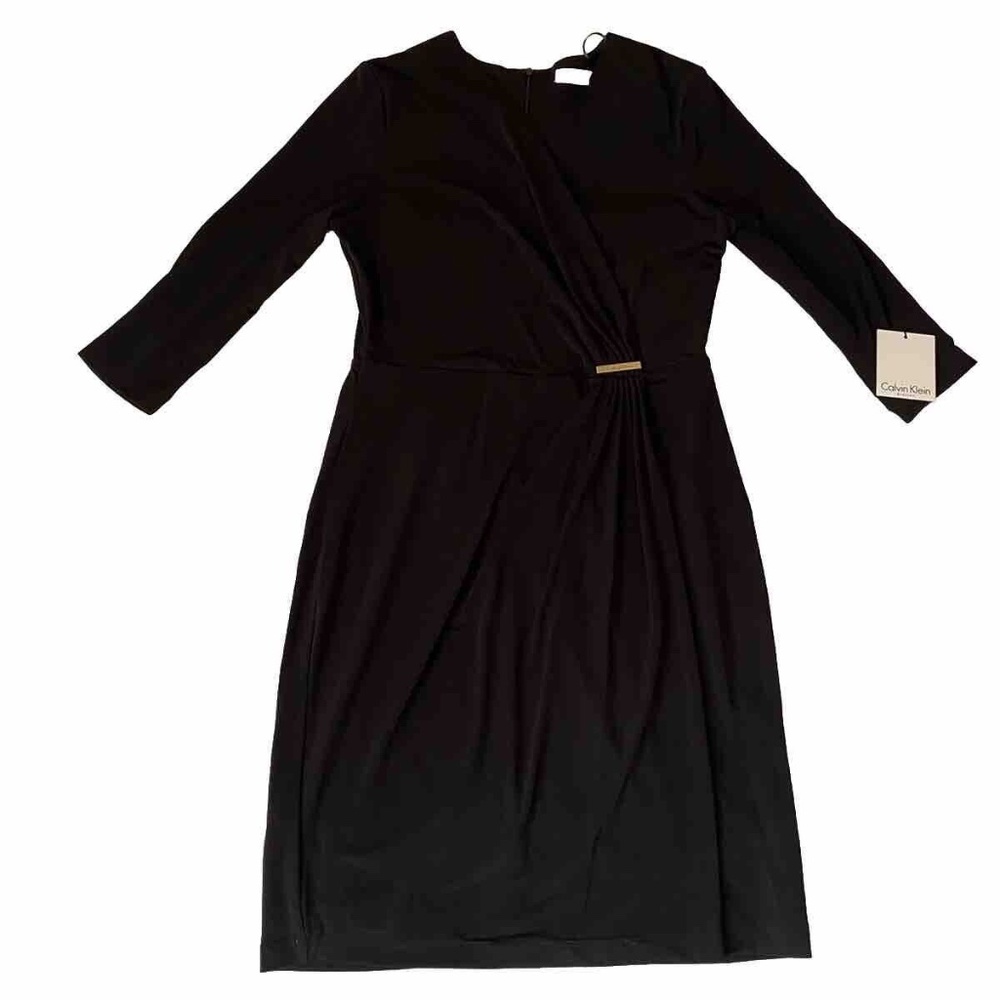 Calvin Klein Dress w/ Gold-plated Logo at Waist - Black - 10